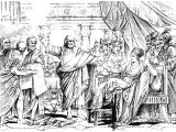 Daniel interpreting the writing on the wall (Engraving based on a picture by Benjamin West)